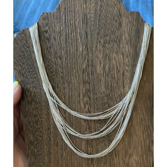 QT Southwest 30 Strand Liquid Sterling Silver Layered Necklace 18-21” Cones - Picture 2 of 9